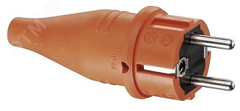 Кабельная резиновая вилка прямой ввод с мультизаземлением IP44 16A 2P+E 250V, оранжевый (1419170)