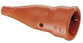 Кабельная розетка резиновая прямой ввод с мультизаземлением, IP44 16A 2P+E 250V, оранжевый (1479070)