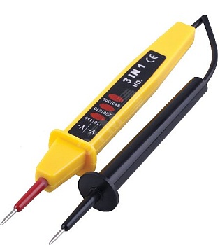 Тестер ступенчатой индикации напряжения контактный двухполюсной до 500V, желтый, Stekker (TST500-2)