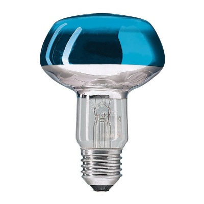 Лампа накаливания зеркальная ЗК цветная 60вт R80 E27 B синяя (923247644219)