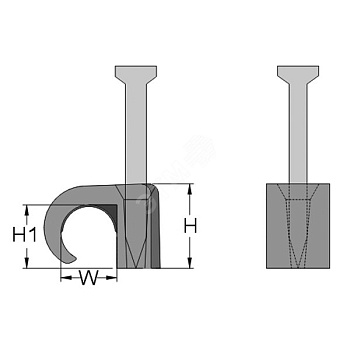 Скоба с гвоздем для круглого кабеля, 8-12, цвет светло-серый (упак. 100 шт.)