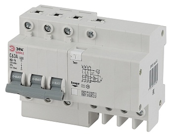 Автоматический выключатель дифференциального тока S SIMPLE-mod-37 АД-14 (AC) C25 30mA 6кА 3P+N ЭРА