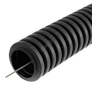 Труба гофрированная ПВХ легкая черная с/з д20 (50 м/3000 м уп/пал)