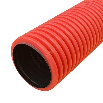 Труба гофрированная двустенная ПЭ гибкая тип 250 б/з красная диам.50 (100м/уп)