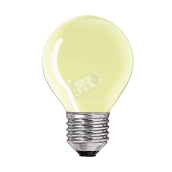 Лампа накаливания декоративная ДШ цветная 15вт P45 E27 Y желтая (017745250)