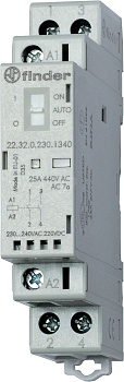 Контактор модульный 2NO 25А контакты AgNi катушка 48В АС/DC 17.5мм IP20 переключатель Авто-Вкл-Выкл+механический индикатор/LED (22.32.0.048.1340)