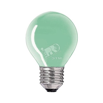 Лампа накаливания декоративная ДШ цветная 15вт P45 E27 G зеленая (032690450)