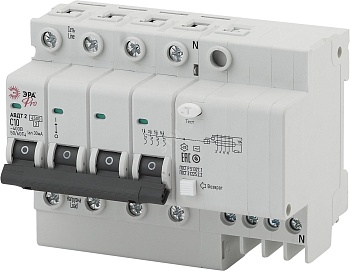 Автоматический выключатель дифференциального тока Pro NO-902-148 АВДТ2 (AC) C63 30mA 6кА 3P+N ЭРА
