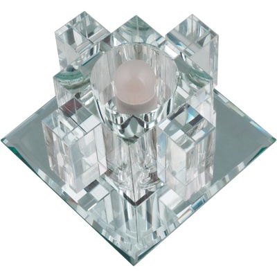 DLS-F117 G9 GLASSY/CLEAR Светильник декоративный встраиваемый ТМ ''Fametto'', серия ''Fiore''. Квадратный. Без лампы, цоколь G9. Основание стекло, цвет зеркальный. Отделка кристалл, цвет прозрачный.'' (DLS-F117-1001)