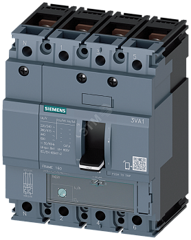 Выключатель в литом корпусе 3VA1 IEC типоразмер 160 класс отключающей способности H ICU=70кА 415В 4P TM220 ATFM IN=160A