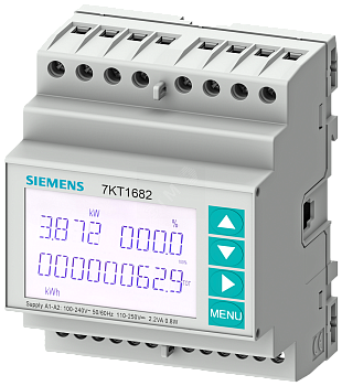 SENTRON, измерительный инструмент, 7KT PAC1600, LCD, L-L: 400 V, L-N: 230 V, 5 A, DIN-рейка, 3-фаз., мультифункц. измерение вкл. THD (7KT1681)