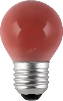 Лампа накаливания декоративная ДШ 10вт P45 230в E27 красная (DC 10 E27 RED)