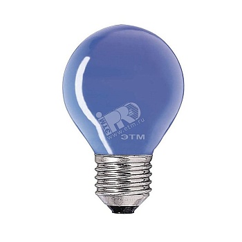 Лампа накаливания декоративная ДШ цветная 15вт P45 E27 синяя шар (017747650)