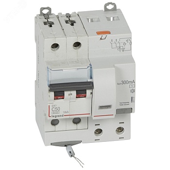 Выключатель автоматический дифференциального тока DX3 2П C50А 300MА-АC 4м