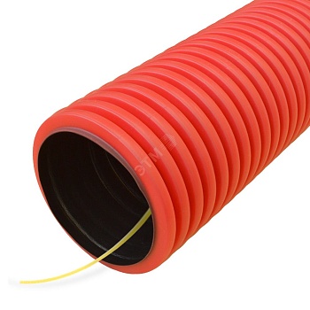 Труба гофрированная двустенная ПЭ гибкая тип 450 с/з красная д63 (100м/уп)