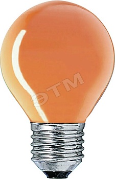 Лампа накаливания декоративная ДШ цветная 15вт P45 E27 O оранжевая (032692850)