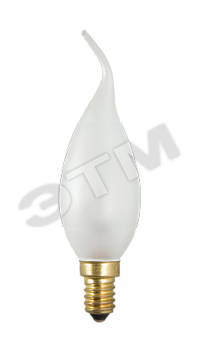 Лампа накаливания декоративная ДС 40вт GB E14 матовая (свеча на ветру) (GB FR 40 E14 FLAME)