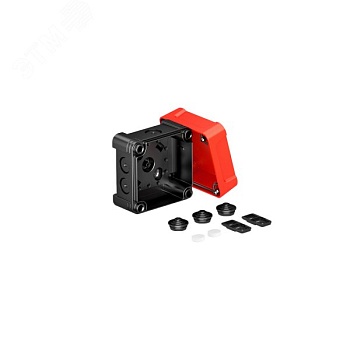 Распределительная коробка X02,, IP 67, 95х95х72 мм, черная с красной крышкой