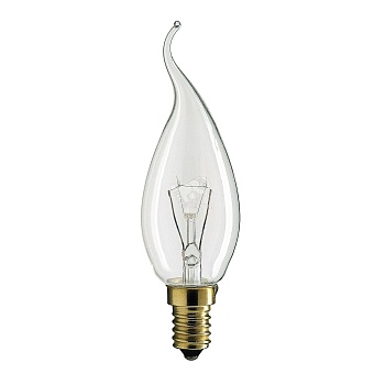 Лампа накаливания декоративная ДС 40вт BXS35 230в E14 прозрачная свеча на ветру (921476844213)