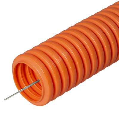 Труба гофрированная ПНД легкая безгалогенная (HF) оранжевая с/з д25 (50м/2600м уп/пал) (022561)