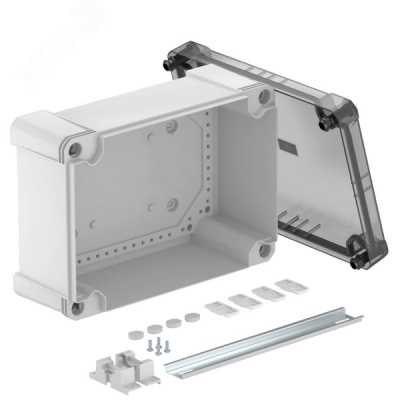 Распределительная коробка X25C, IP 67, 286x202x126 мм,сплошная стенка, прозрачная крышка, DIN-рейка