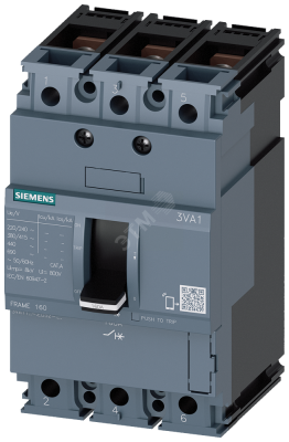 Выключатель в литом корпусе 3VA1 IEC типоразмер 160 класс отключающей способности M ICU=55кА 415В 3P TM210 FTFM IN=160A