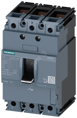 Выключатель в литом корпусе 3VA1 IEC типоразмер 100 класс отключающей способности B ICU=16кА 415В 3P TM210 FTFM IN=40A