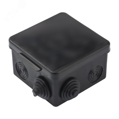 Коробка распаячная КМР-030-031 с крышкой (80х80х50) 7 мембранных вводов чёрная IP54 EKF