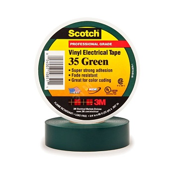 Изолента ПВХ зеленая 19мм 20м Scotch 35 высший сорт