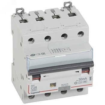 Выключатель автоматический дифференциального тока DX3 4П C25А 30MА-Hpi