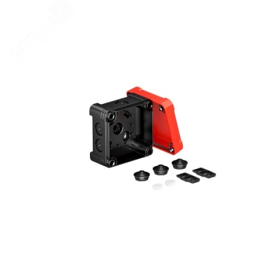 Распределительная коробка X01, IP 67, 95х95х60 мм, черная с красной крышкой