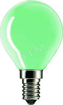 Лампа накаливания декоративная ДШ цветная 15вт P45 E14 G зеленая (33257850)