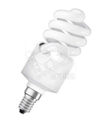 Лампа энергосберегающая КЛЛ 14/827 E14 D48х114 миниспираль Osram (646323)