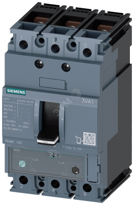 Выключатель в литом корпусе 3VA1 IEC типоразмер 160 класс отключающей способности S ICU=36кА 415В 3P TM240 ATAM IN=80A