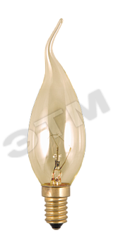 Лампа накаливания декоративная ДС 60вт GB E14 золото свеча на ветру (GB CL 60 E14 FLAME GOLD)